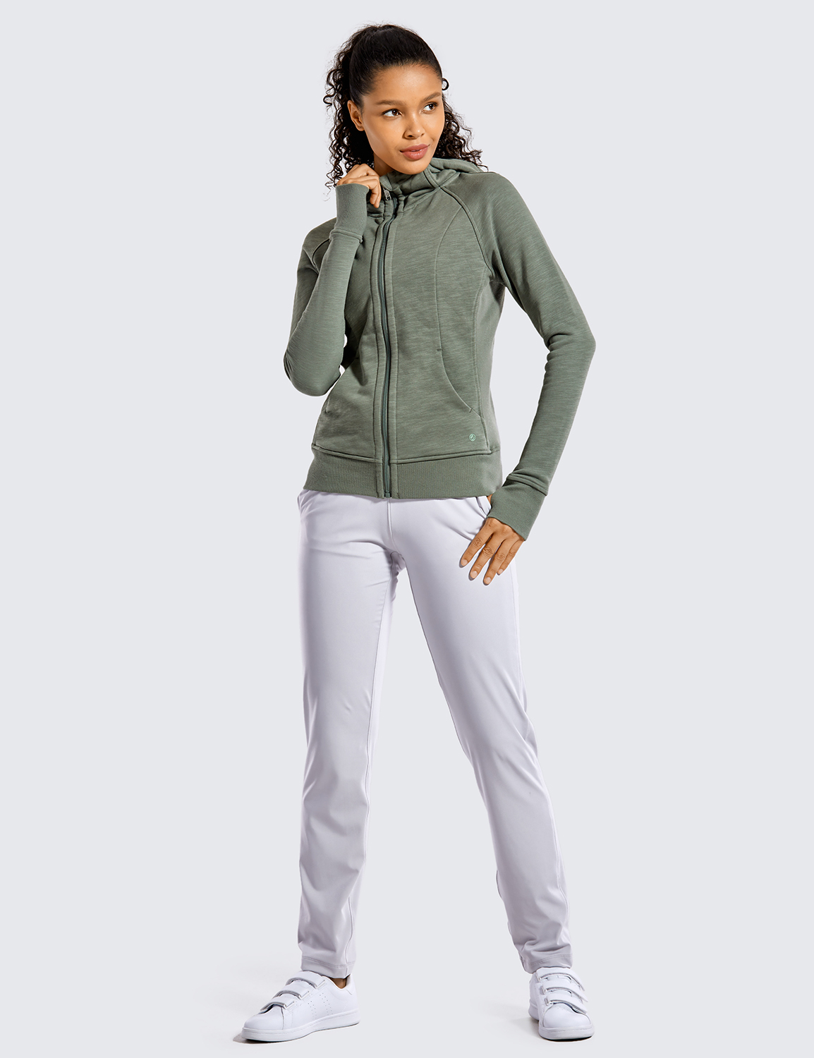 CRZ YOGA Women Cotton Hoodies Sport Jackets Sweatshirt Workout Full Zip ...