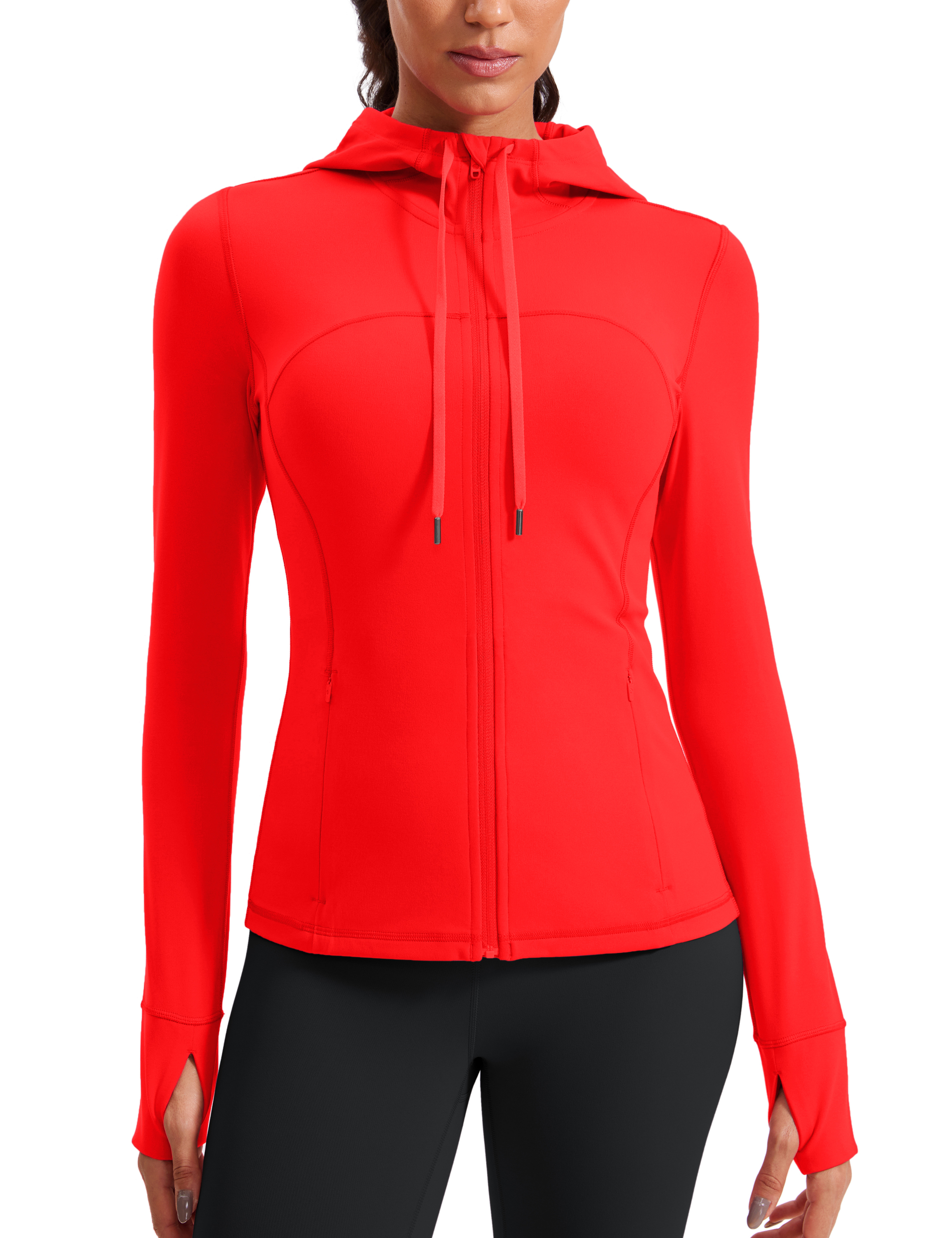 CRZ YOGA Butterluxe Womens Hooded Workout Jacket Zip Up Athletic Running Jacket