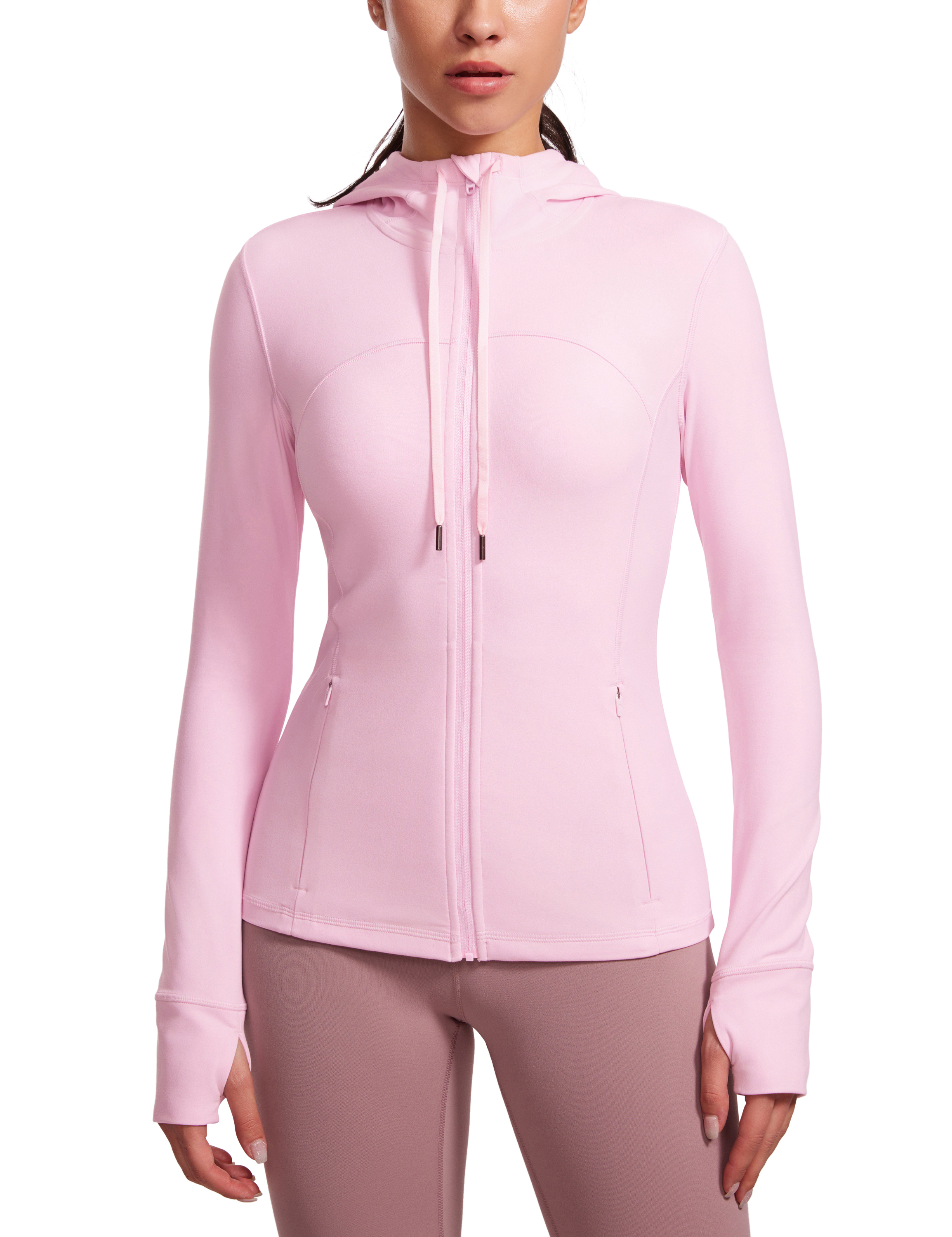 CRZ YOGA Butterluxe Womens Hooded Workout Jacket Zip Up Athletic Running Jacket