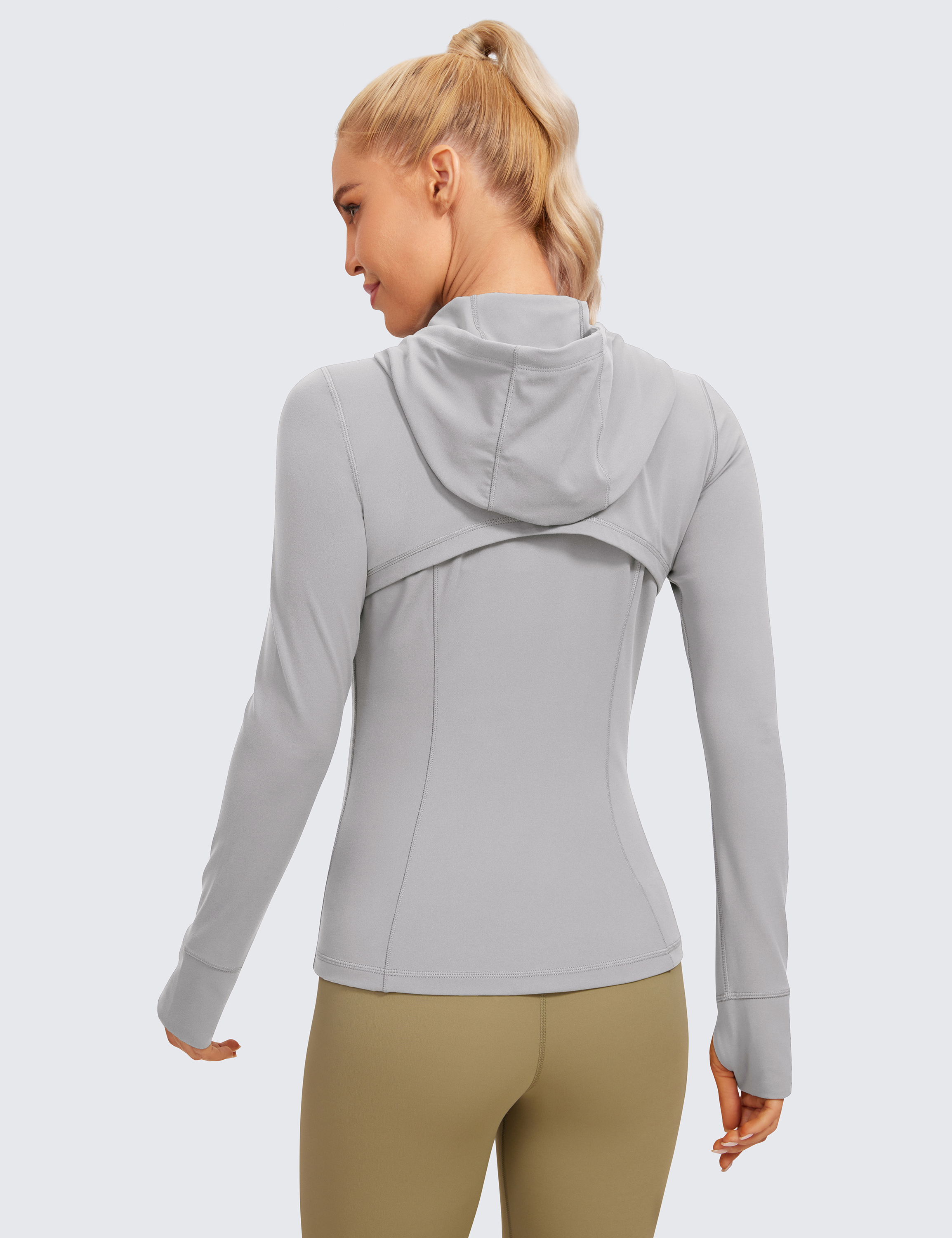 CRZ YOGA Butterluxe Womens Hooded Workout Jacket Zip Up Athletic Running Jacket