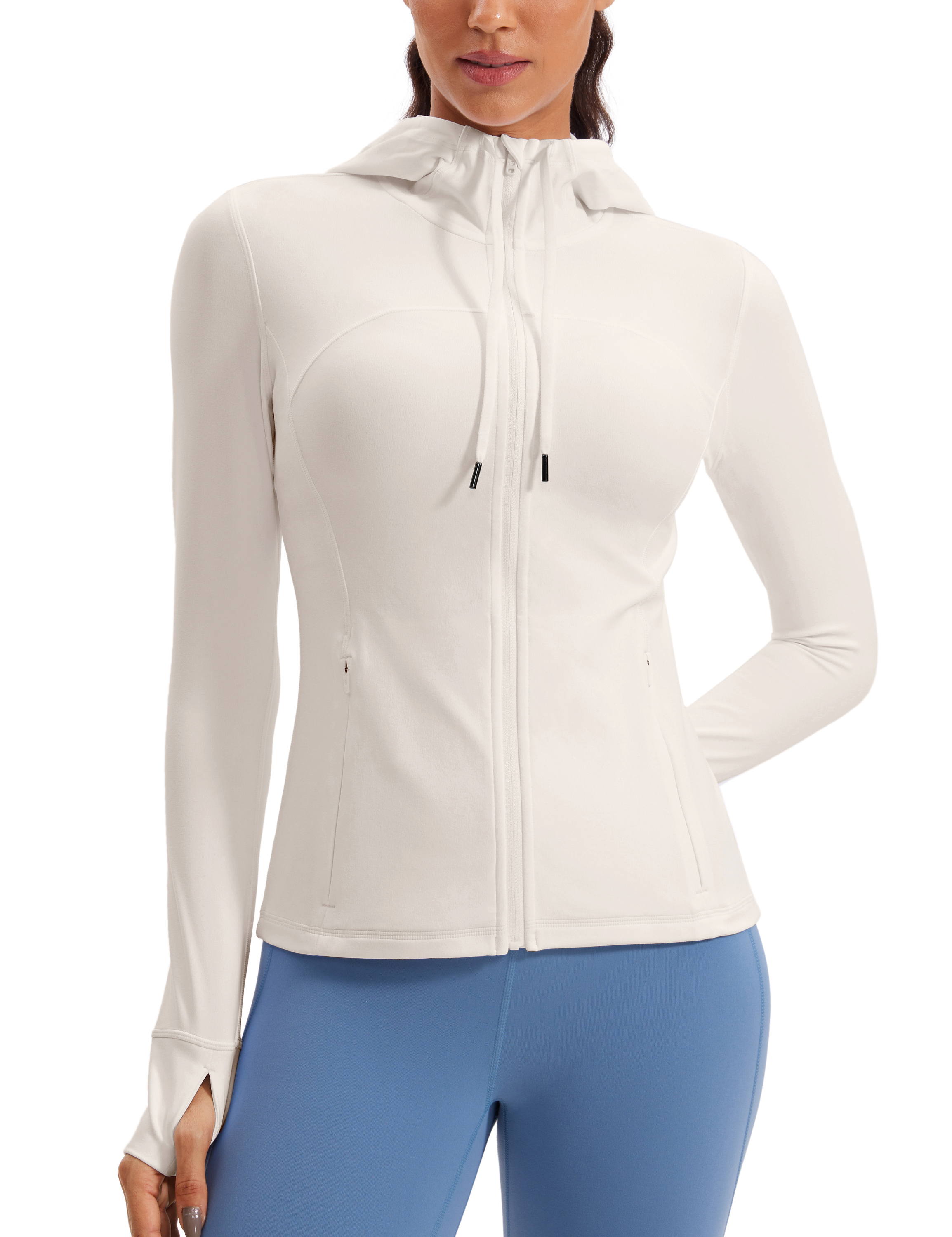 CRZ YOGA Butterluxe Womens Hooded Workout Jacket Zip Up Athletic Running Jacket