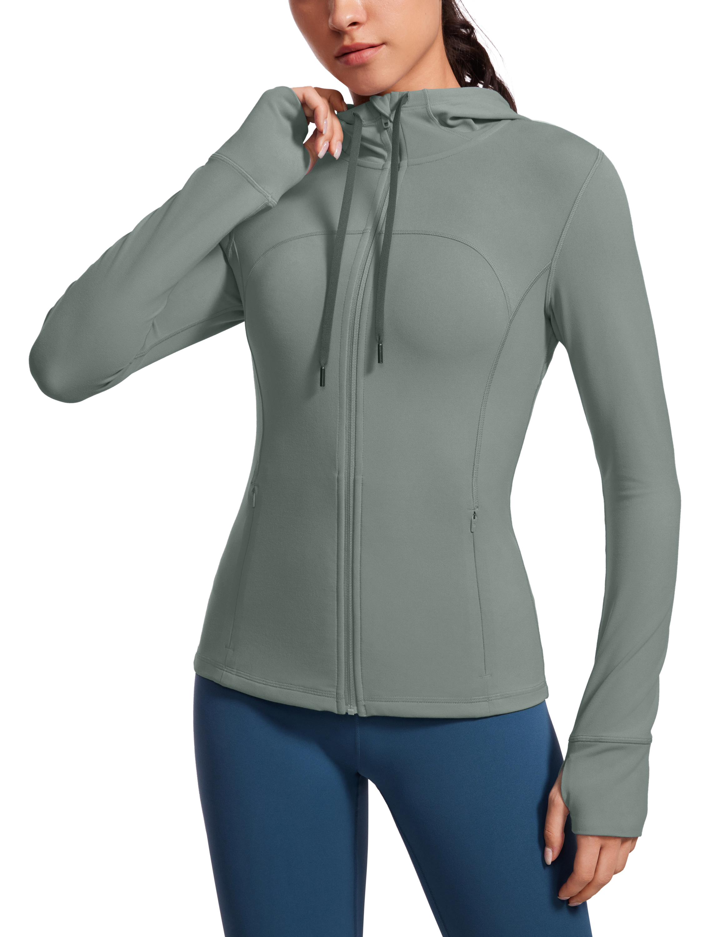 CRZ YOGA Butterluxe Womens Hooded Workout Jacket Zip Up Athletic Running Jacket