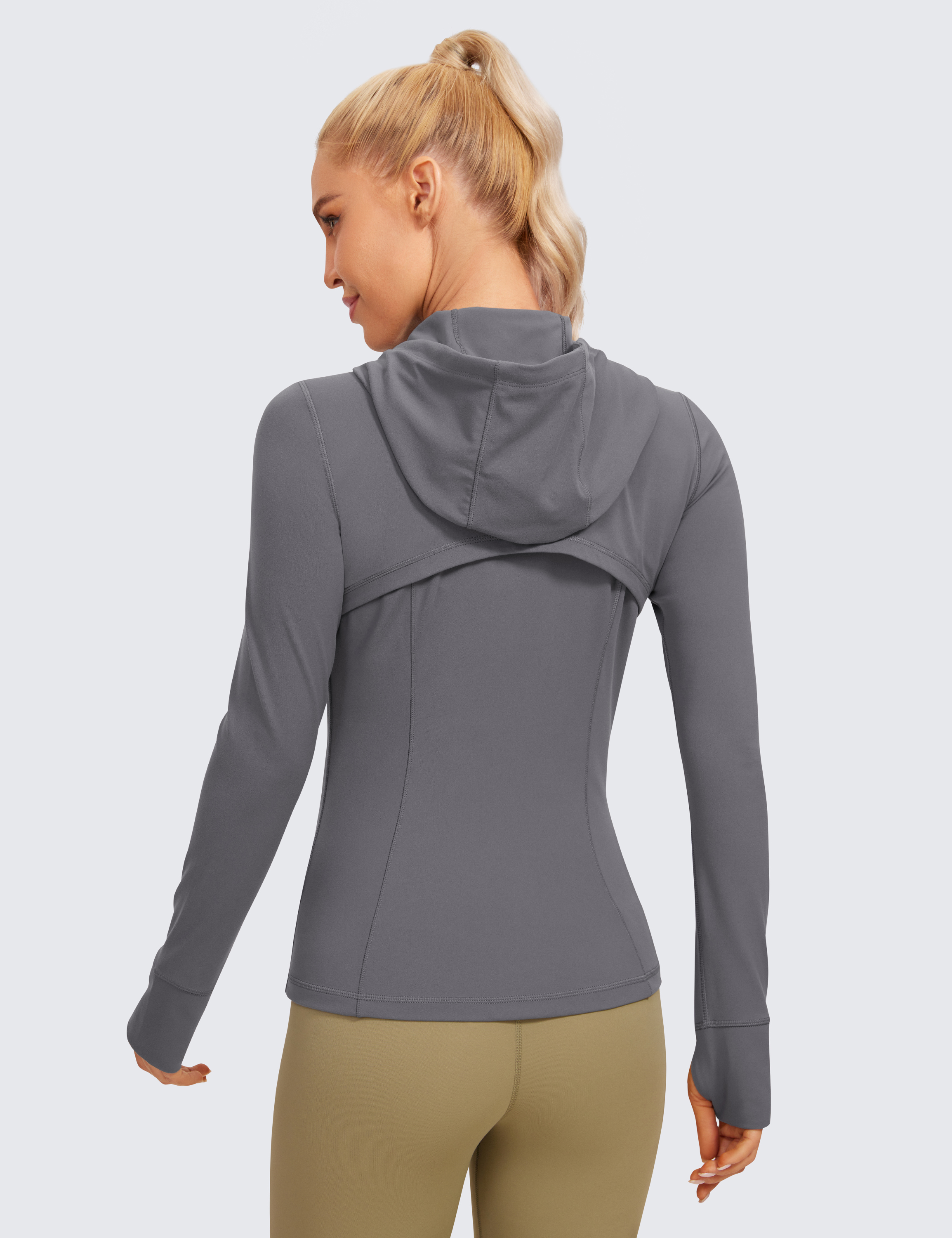 CRZ YOGA Butterluxe Womens Hooded Workout Jacket Zip Up Athletic Running Jacket