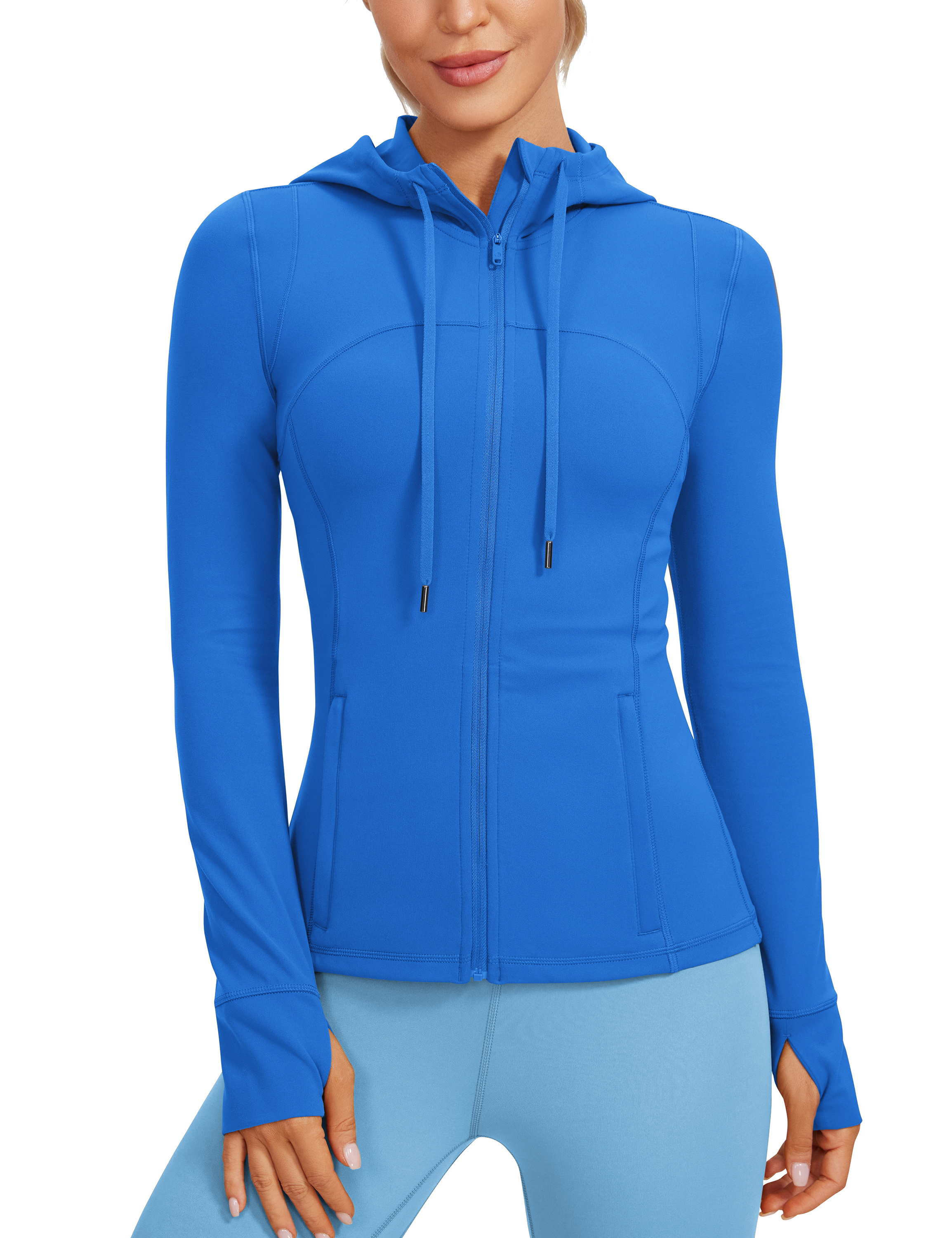 CRZ YOGA Butterluxe Womens Hooded Workout Jacket Zip Up Athletic Running Jacket