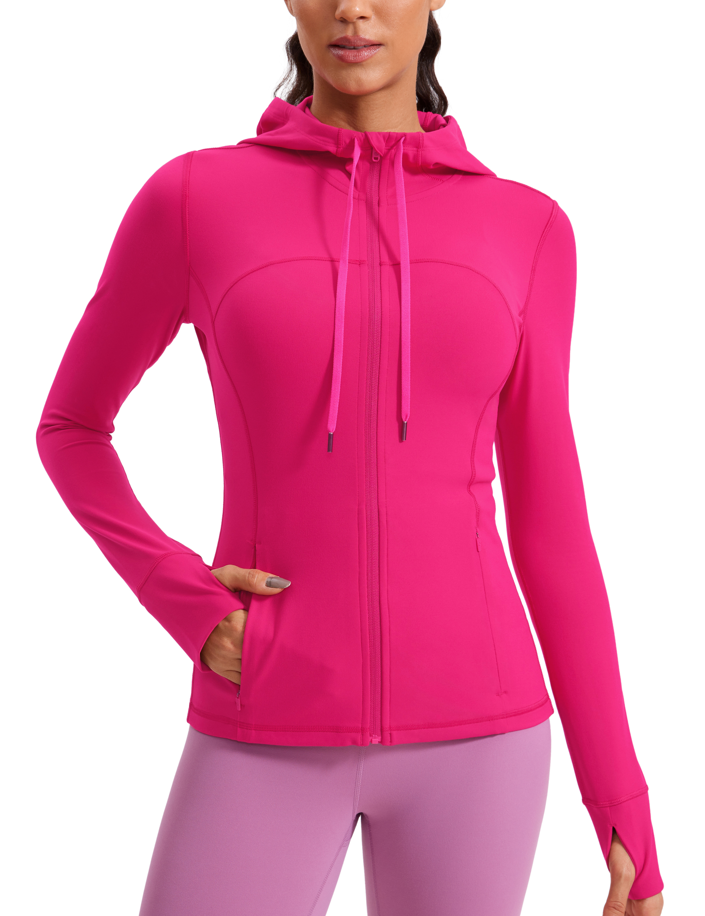 CRZ YOGA Butterluxe Womens Hooded Workout Jacket Zip Up Athletic Running Jacket