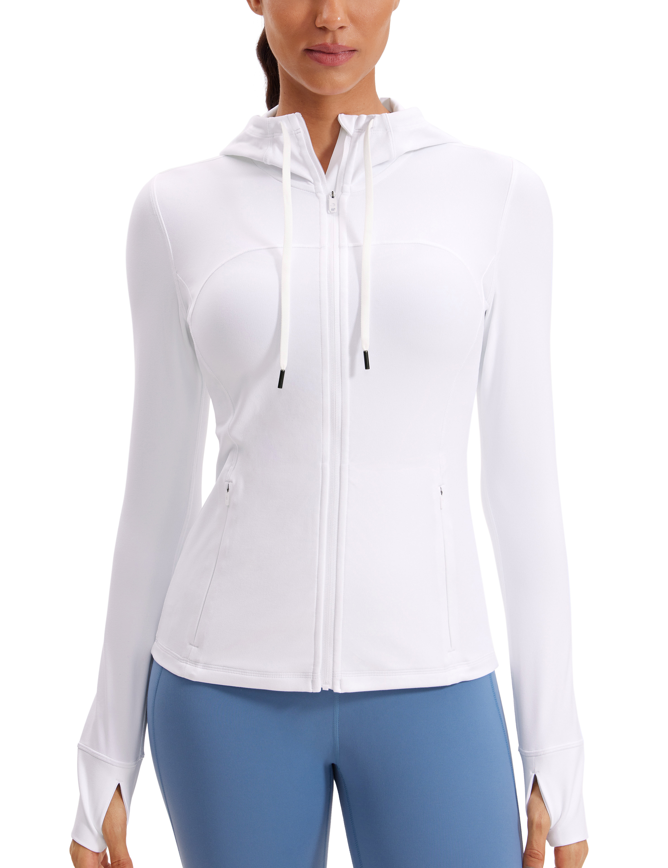 CRZ YOGA Butterluxe Womens Hooded Workout Jacket Zip Up Athletic Running Jacket