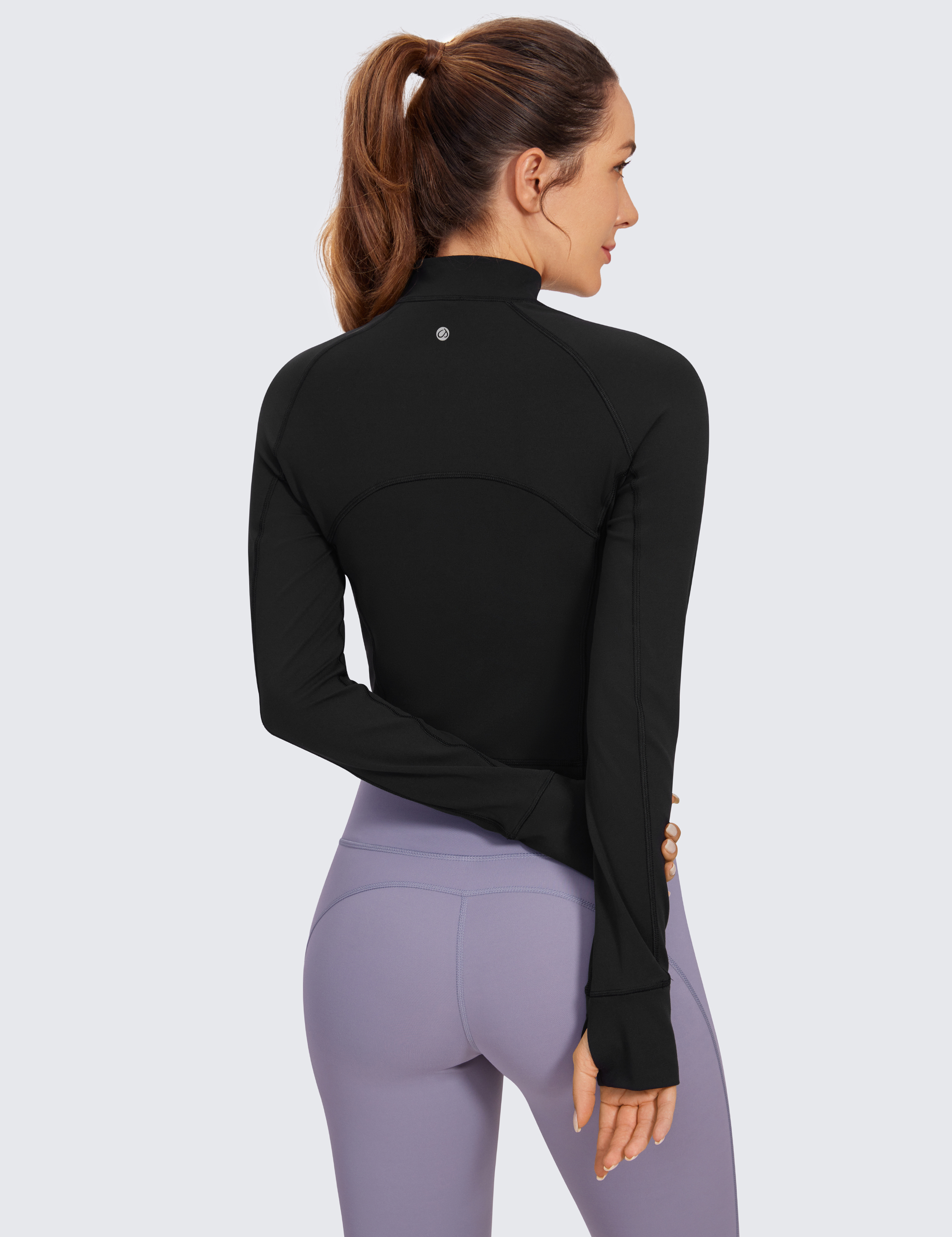 CRZ YOGA Butterluxe Wonmens Long Sleeve Workout Shirts Half Zip Cropped Tops