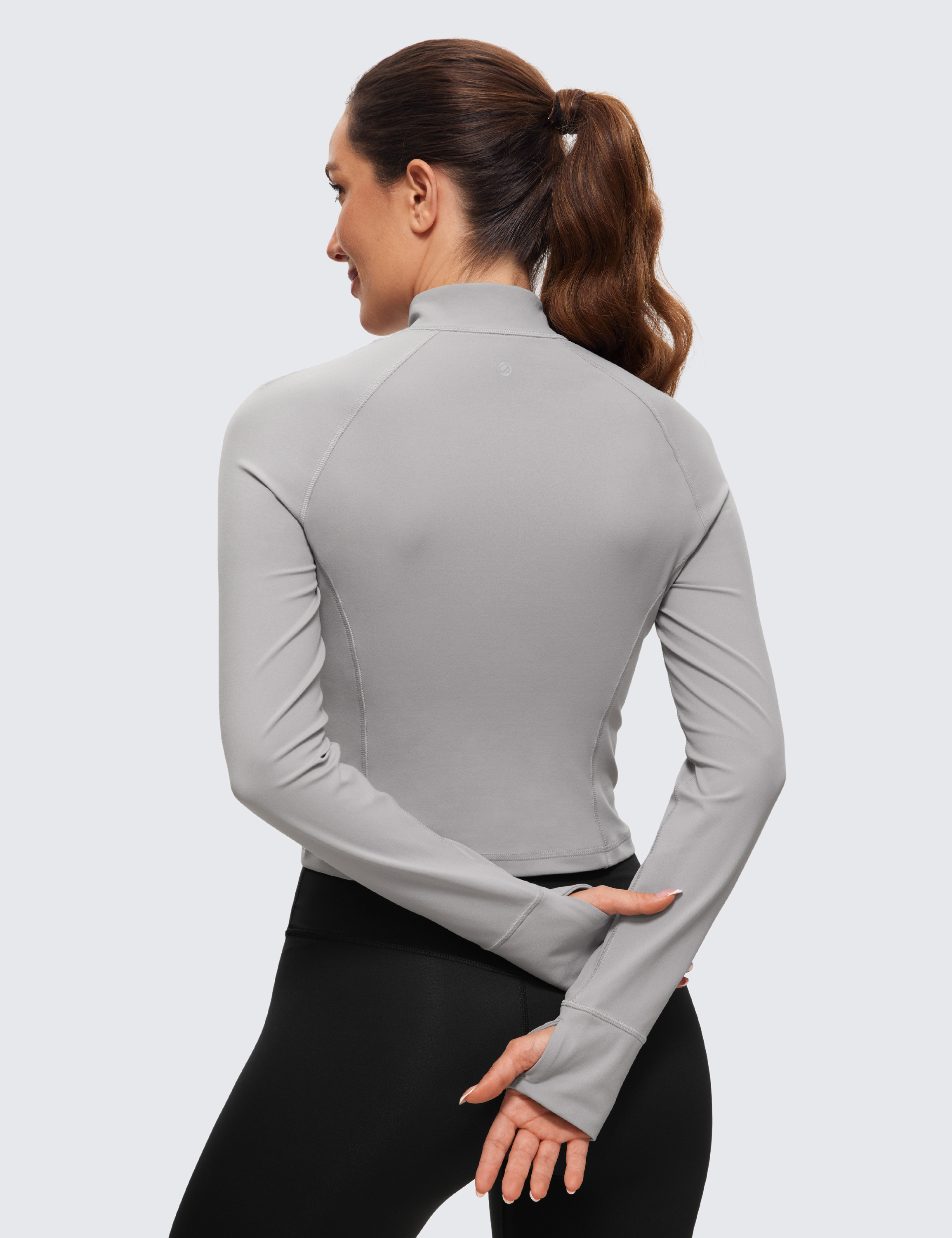 CRZ YOGA Women's Butterluxe Long Sleeve Workout Shirts Half Zip Pullover  Sweatshirt Athletic Cropped Tops Running Shirt
