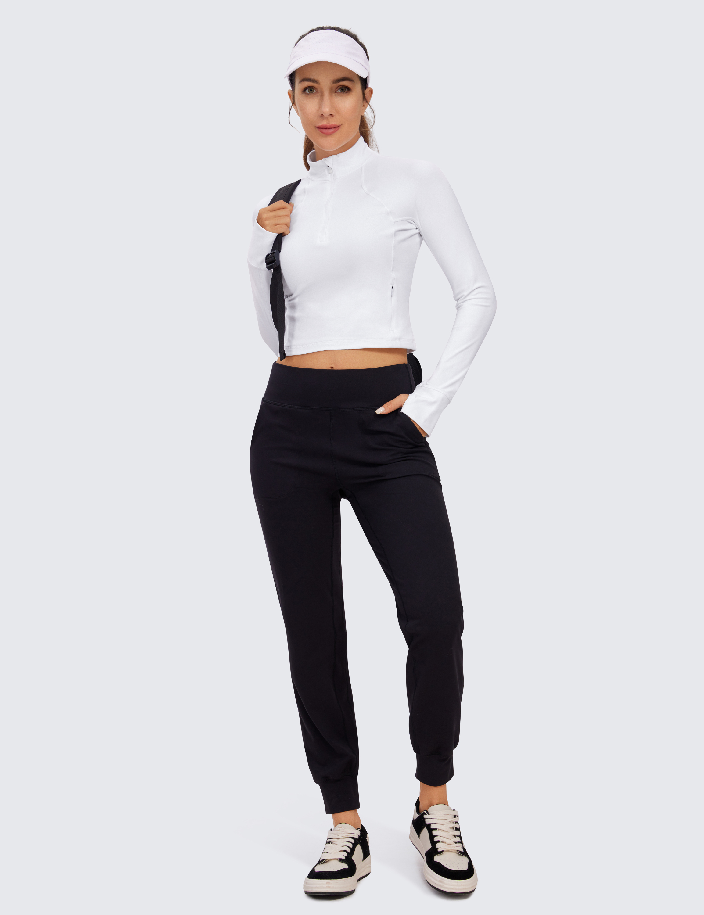 CRZ YOGA Butterluxe Wonmens Long Sleeve Workout Shirts Half Zip Cropped Tops