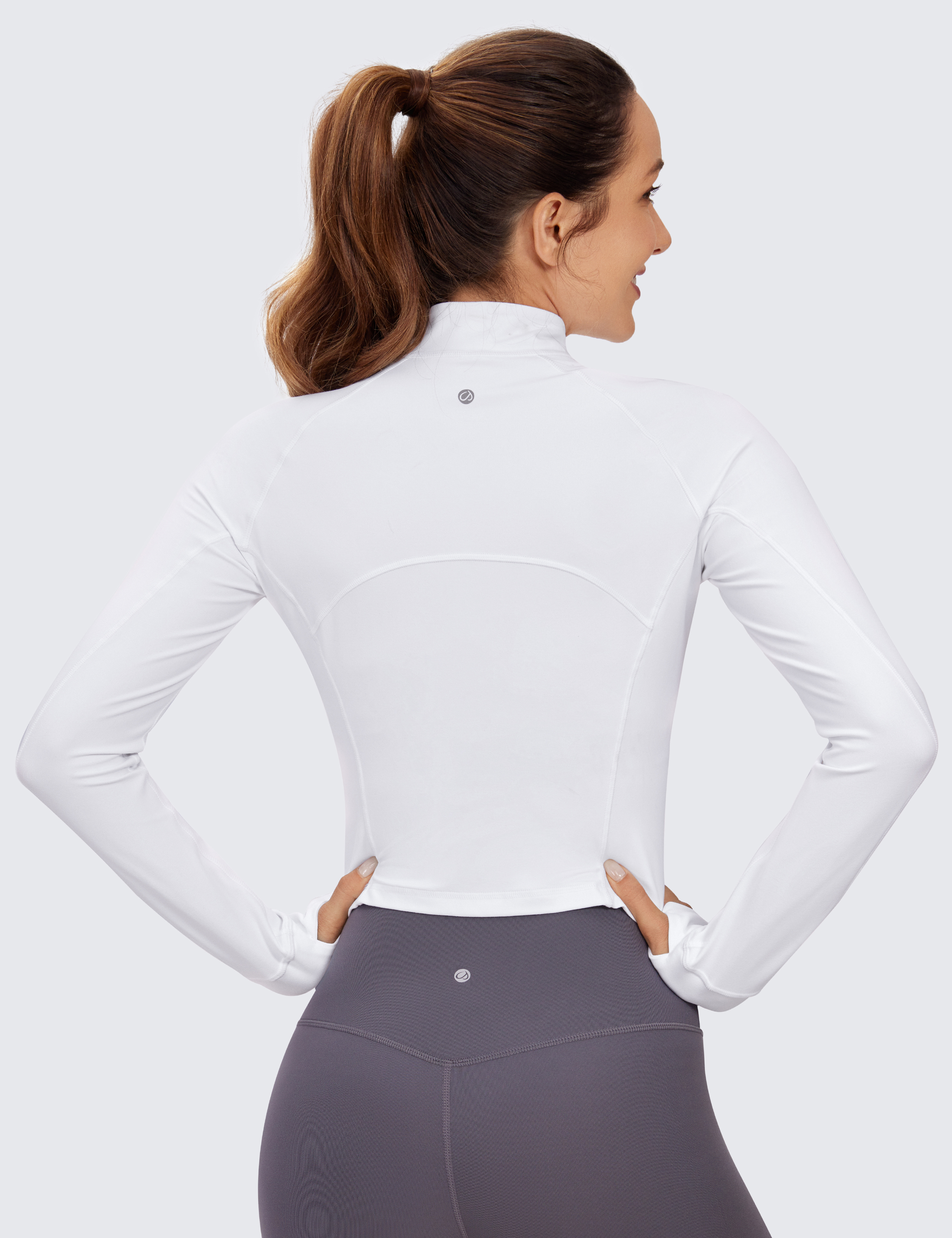 CRZ YOGA Butterluxe Wonmens Long Sleeve Workout Shirts Half Zip Cropped Tops