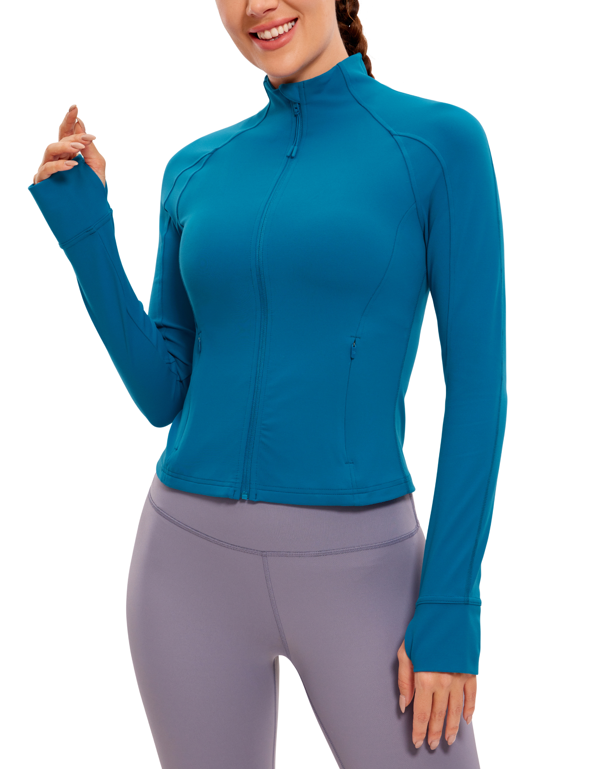CRZ YOGA Butterluxe Womens Waist-Length Workout Full Zip Jacket