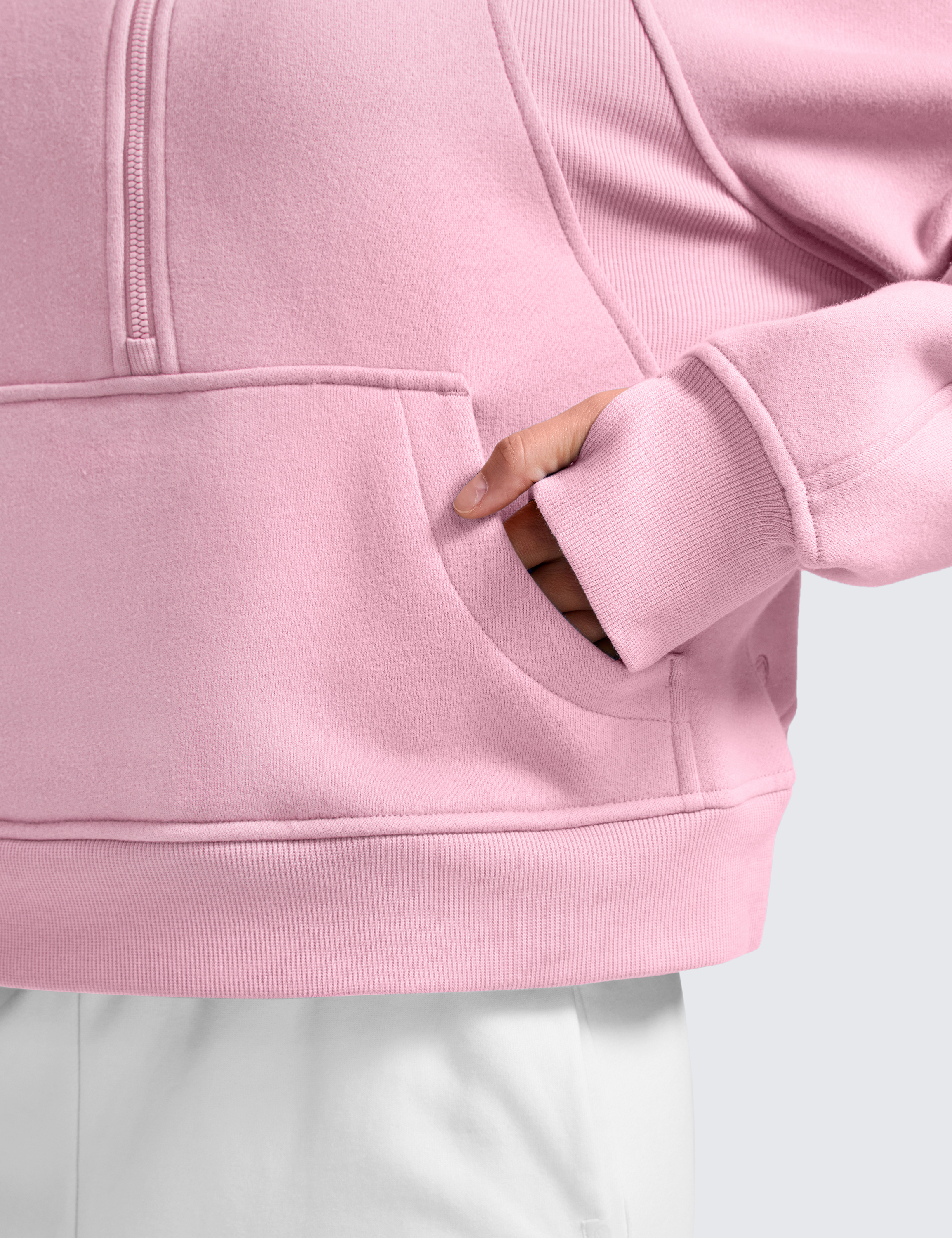 CRZ YOGA Women's Fleece Lined Half Zip Sweatshirt Soft Pullover Funnel Neck  Long Sleeve Pockets Jumper Shirt with Thumb Holes Jujube Brown 6 :  : Fashion