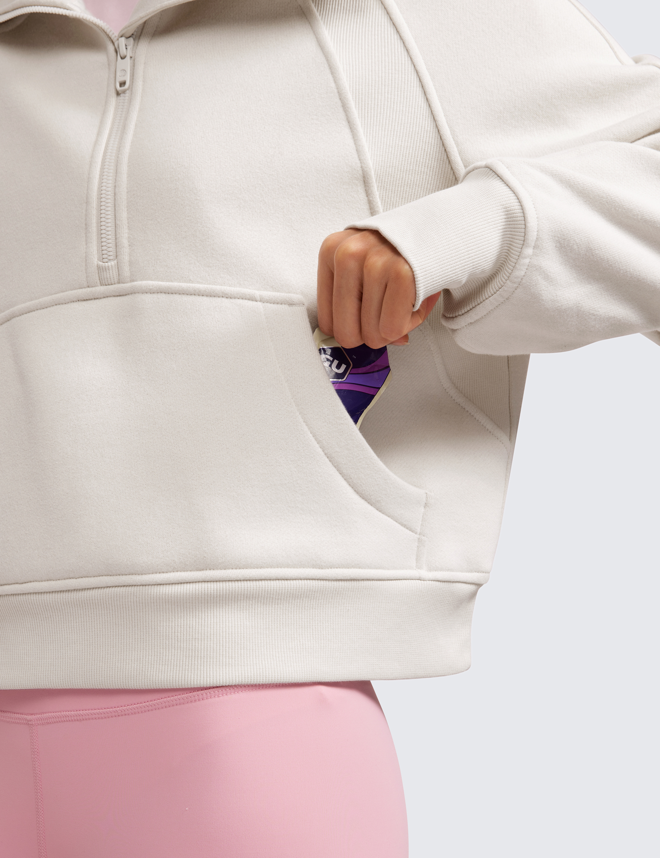 CRZ YOGA Womens Fleece Lined Half Zipper Sweatshirts Funnel Neck Long  Sleeve Oversized Pullover Hoodies with Thumb Holes