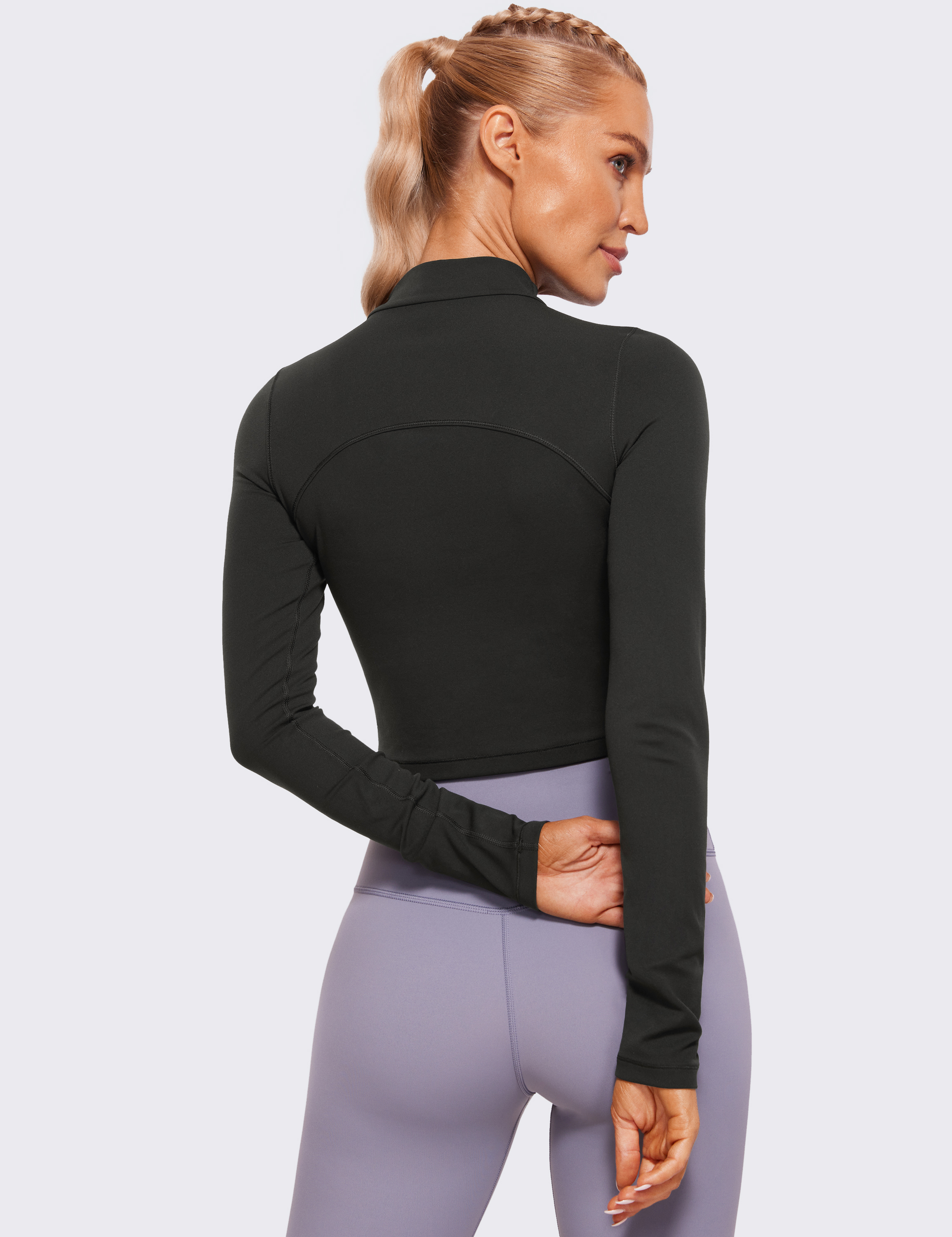 CRZ YOGA Butterluxe Long Sleeve Crop Tops for Women Slim Fit