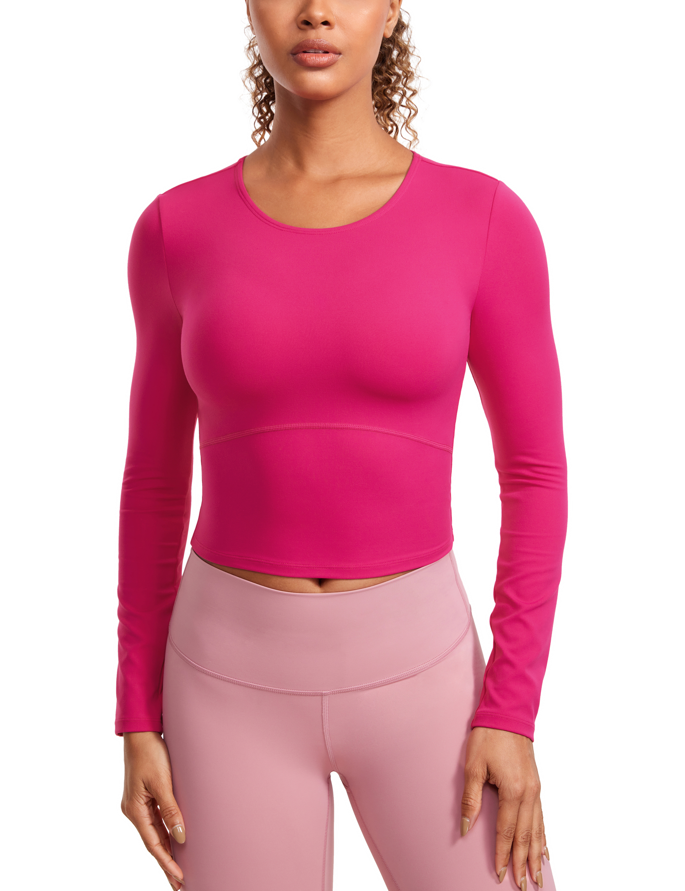 CRZ YOGA Butterluxe Womens Long Sleeve Crop Yoga Shirts Slim Fit Cropped Tops