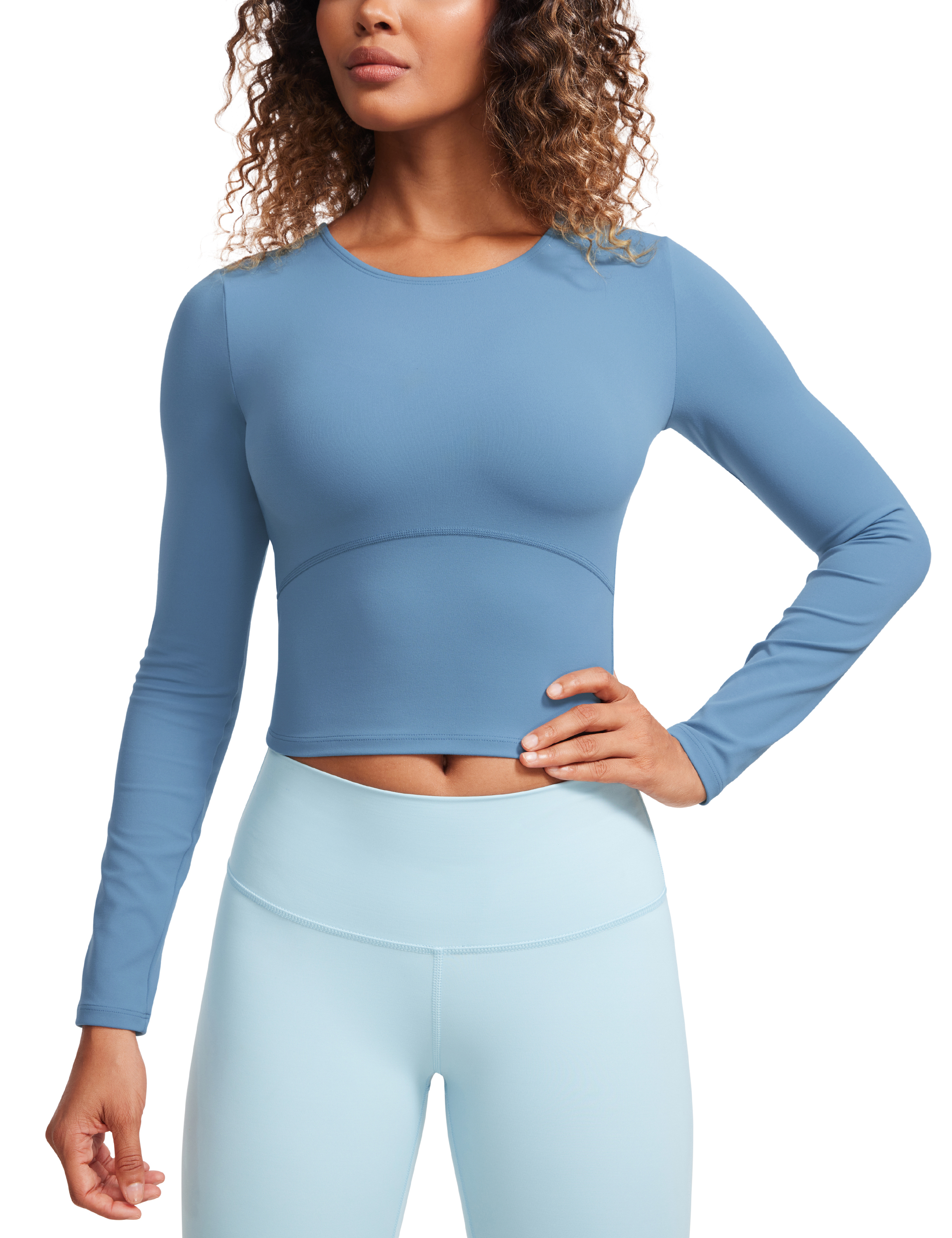 CRZ YOGA Butterluxe Womens Long Sleeve Crop Yoga Shirts Slim Fit Cropped Tops