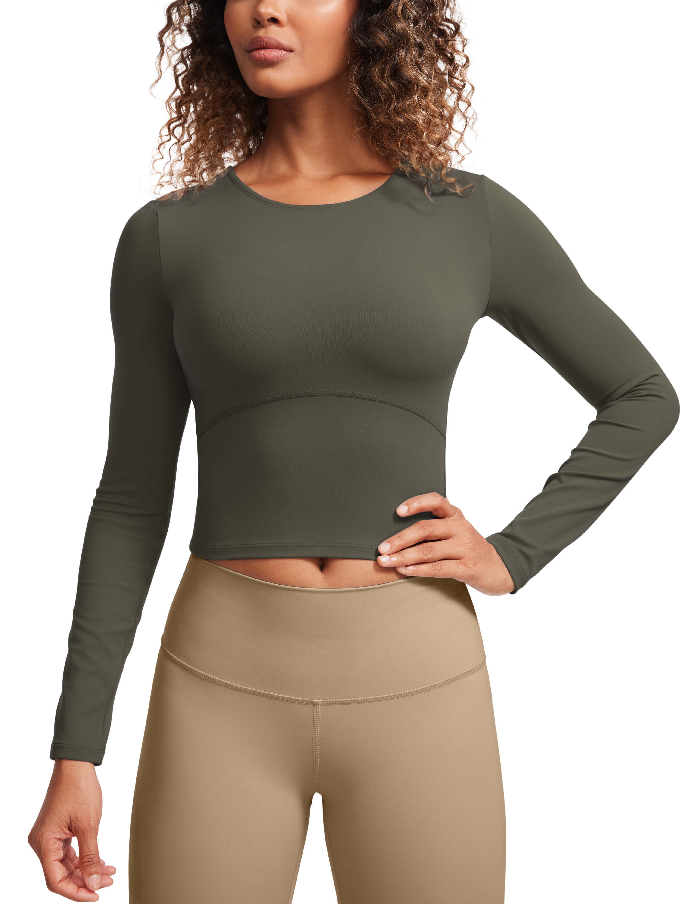 CRZ YOGA Butterluxe Womens Long Sleeve Crop Yoga Shirts Slim Fit Cropped Tops