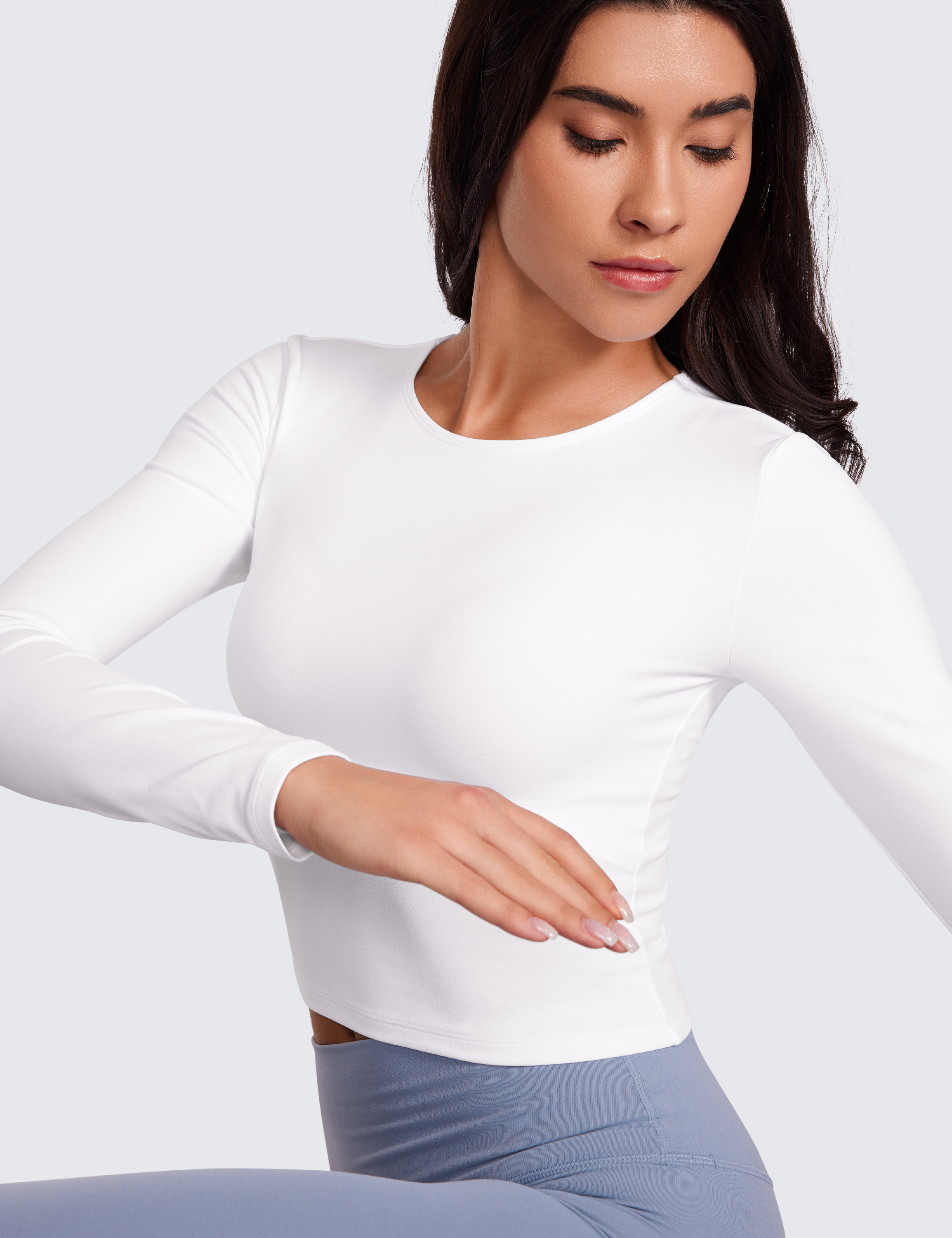 CRZ YOGA Butterluxe Womens Long Sleeve Crop Yoga Shirts Slim Fit Cropped Tops