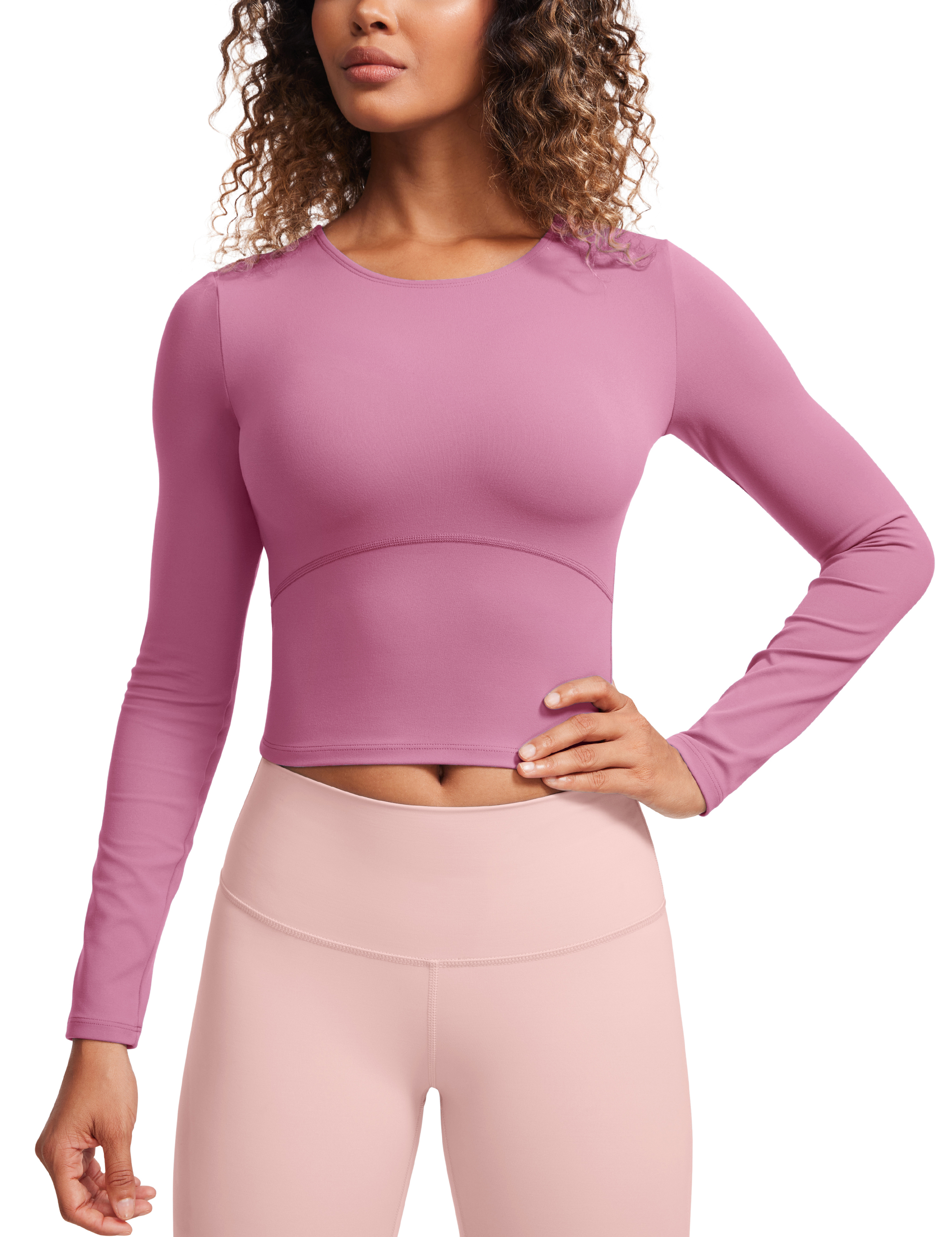 CRZ YOGA Butterluxe Womens Long Sleeve Crop Yoga Shirts Slim Fit Cropped Tops