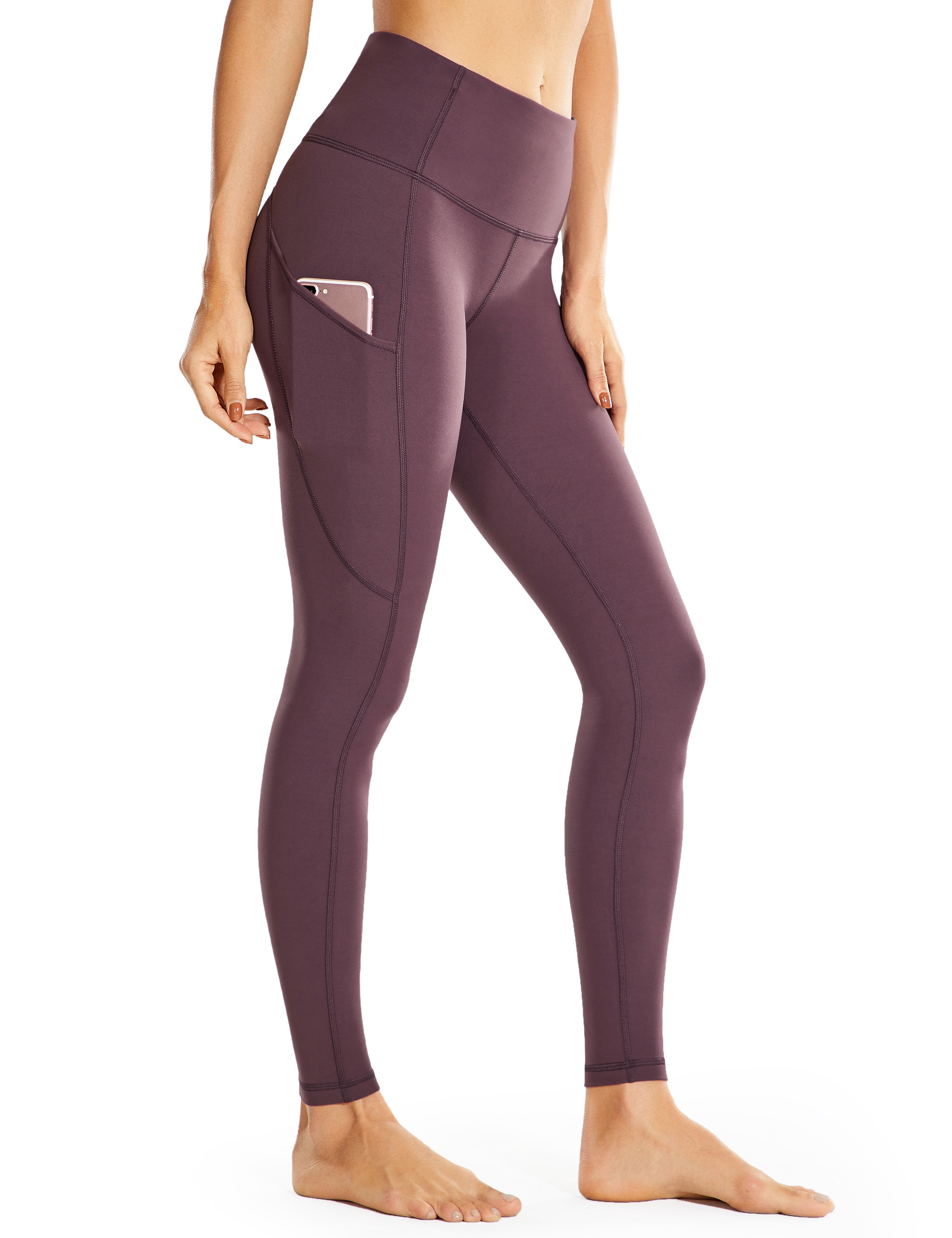 Women's High Waisted Leggings with Pockets Light Fleece Yoga Pants