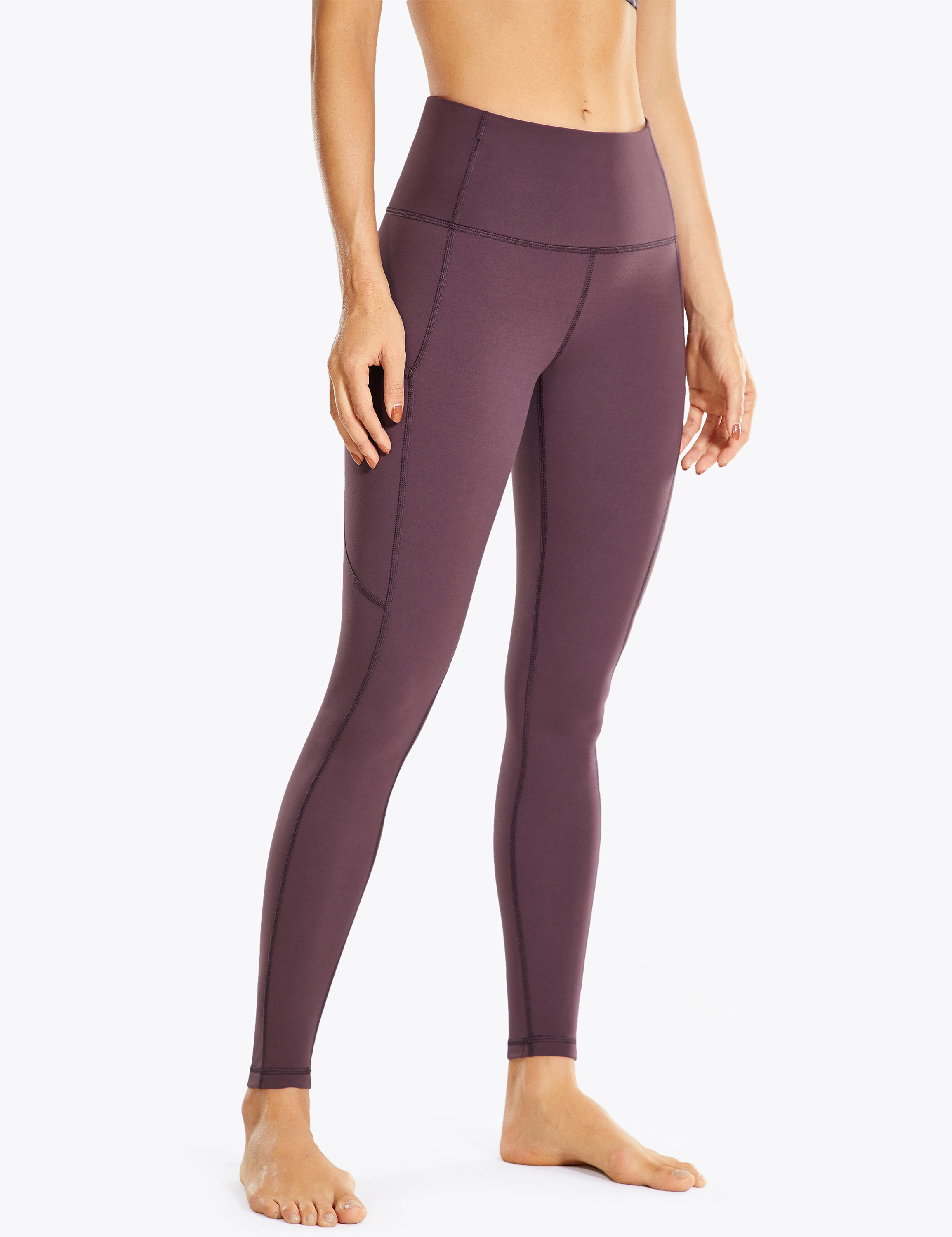 Women's High Waisted Leggings with Pockets Light Fleece Yoga Pants