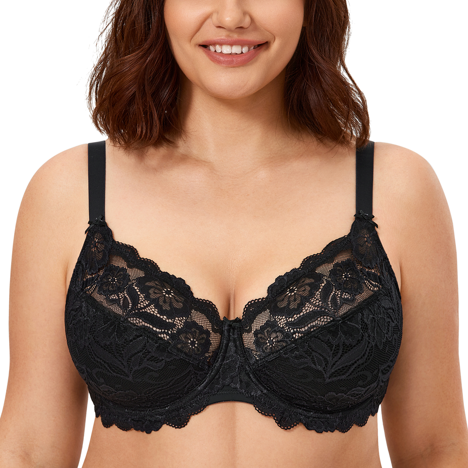 Women's Full Coverage Bra Underwired No Padding Floral Lace Plus