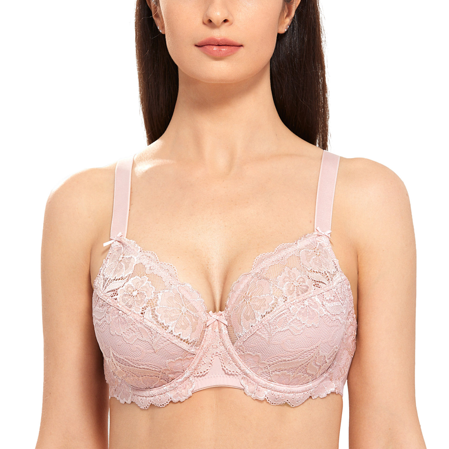 Women's Full Coverage Bra Underwired No Padding Floral Lace Plus Size