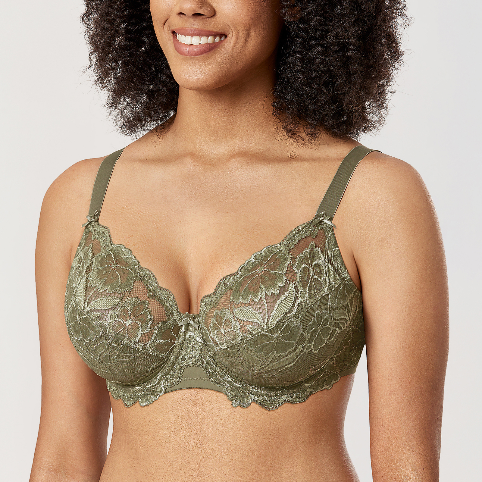 DELIMIRA Women's Plus Size up to J Cup Lace Underwire Full Coverage Unlined  Bra