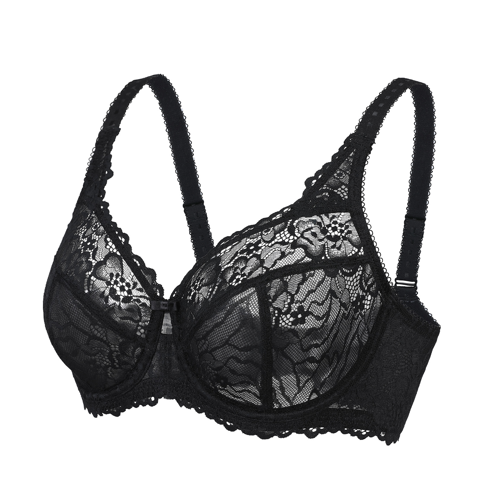 DELIMIRA Women's Lace Sheer See Through Sexy Balconette Plus Size Unlined  Underwire Bra Black 34B : : Clothing, Shoes & Accessories