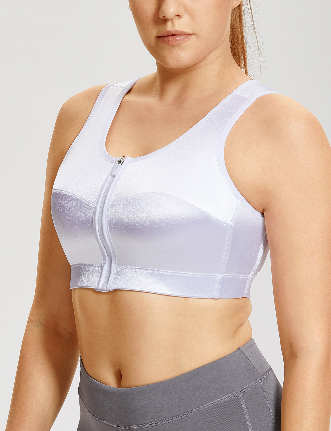 Womens High Impact Back Support Zip Front Close Plus Size Sports Bra Ebay 