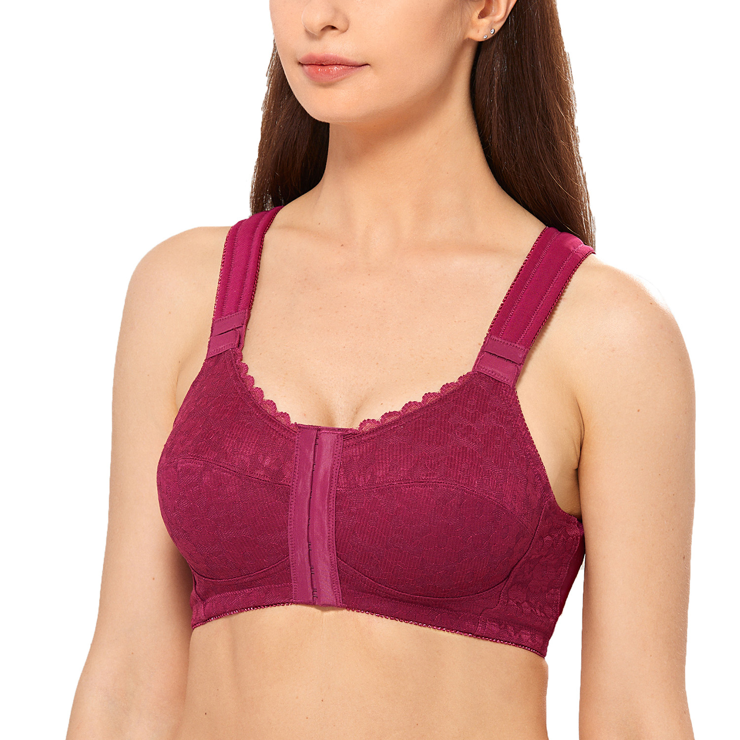 Womens Posture Corrector Front Closure Wireless Back Support Full Coverage Bra Ebay 