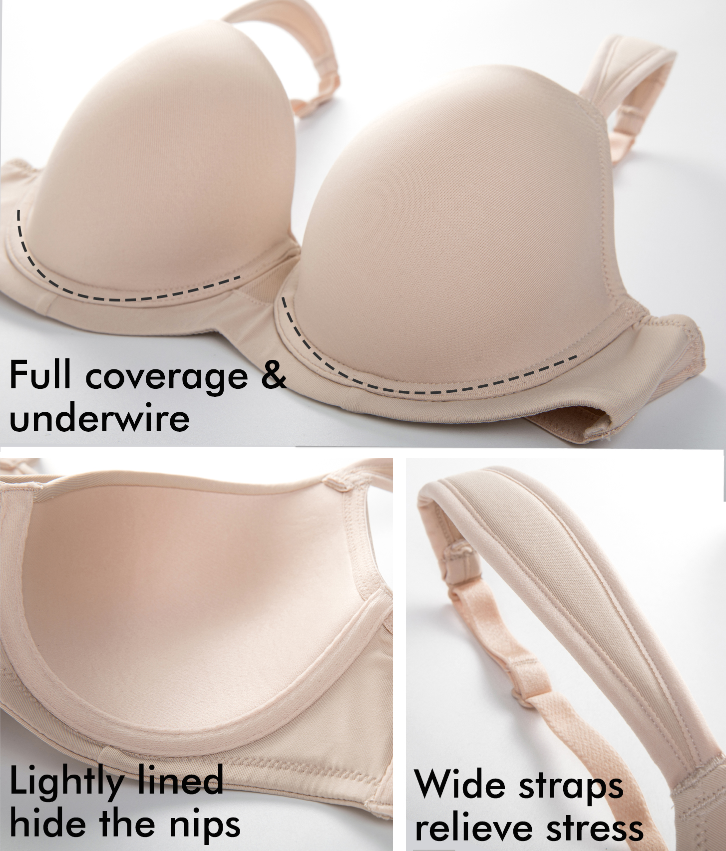AISILIN Women's Plus Size Full Coverage Wide Strap Underwire T Shirt Bra  Support Lark 34B at  Women's Clothing store