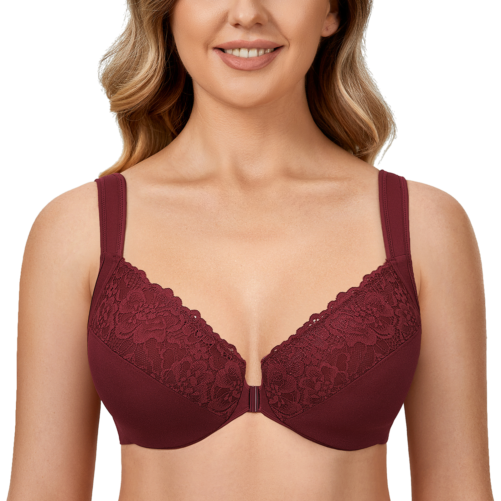 Delimira Women's Lace Full Coverage Underwire Non Padded Support Bra Plus  Size Beige_Pattern 42G - ShopStyle