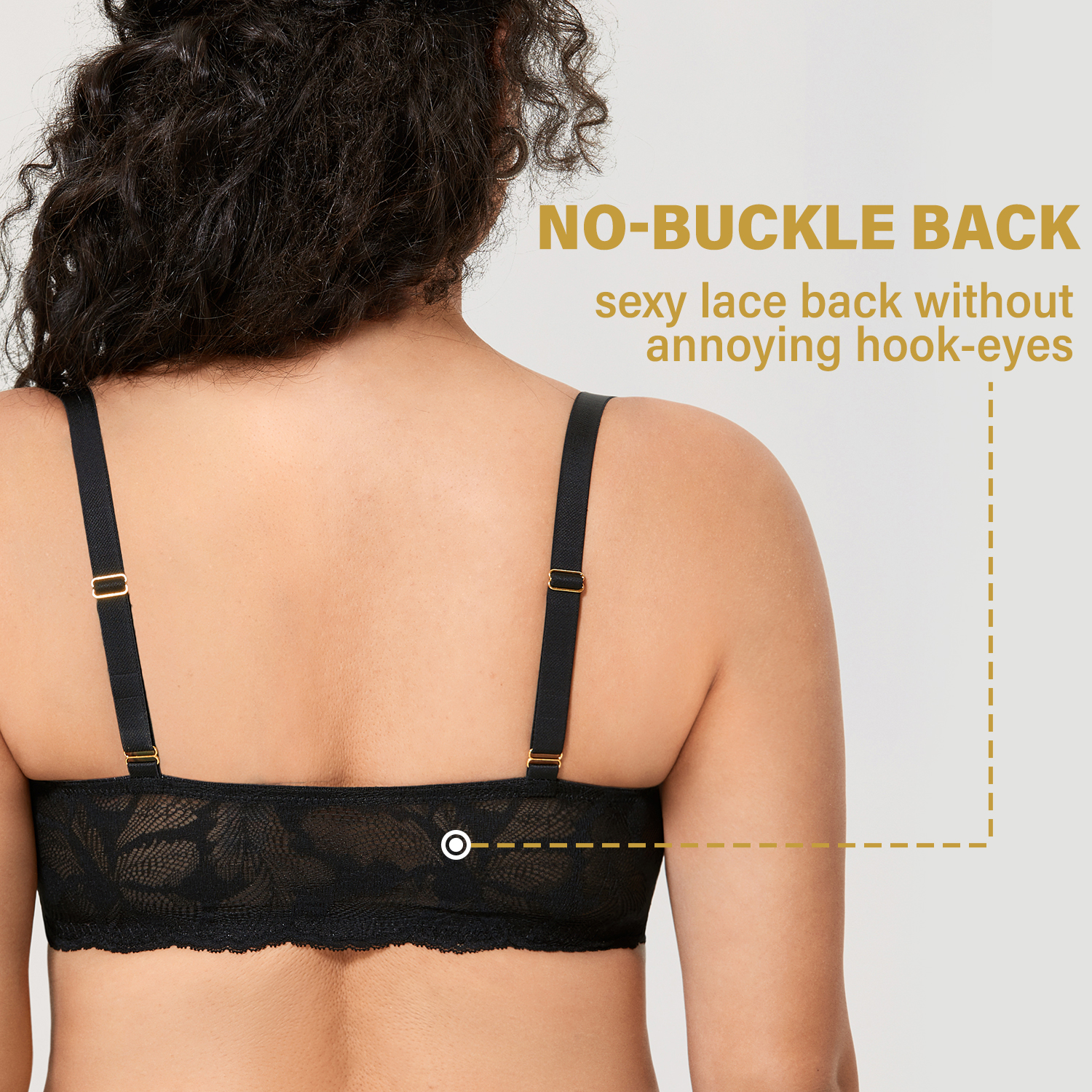 Feoya Women's Button Front Bra Lace Back Push Up Unpadded Unwired