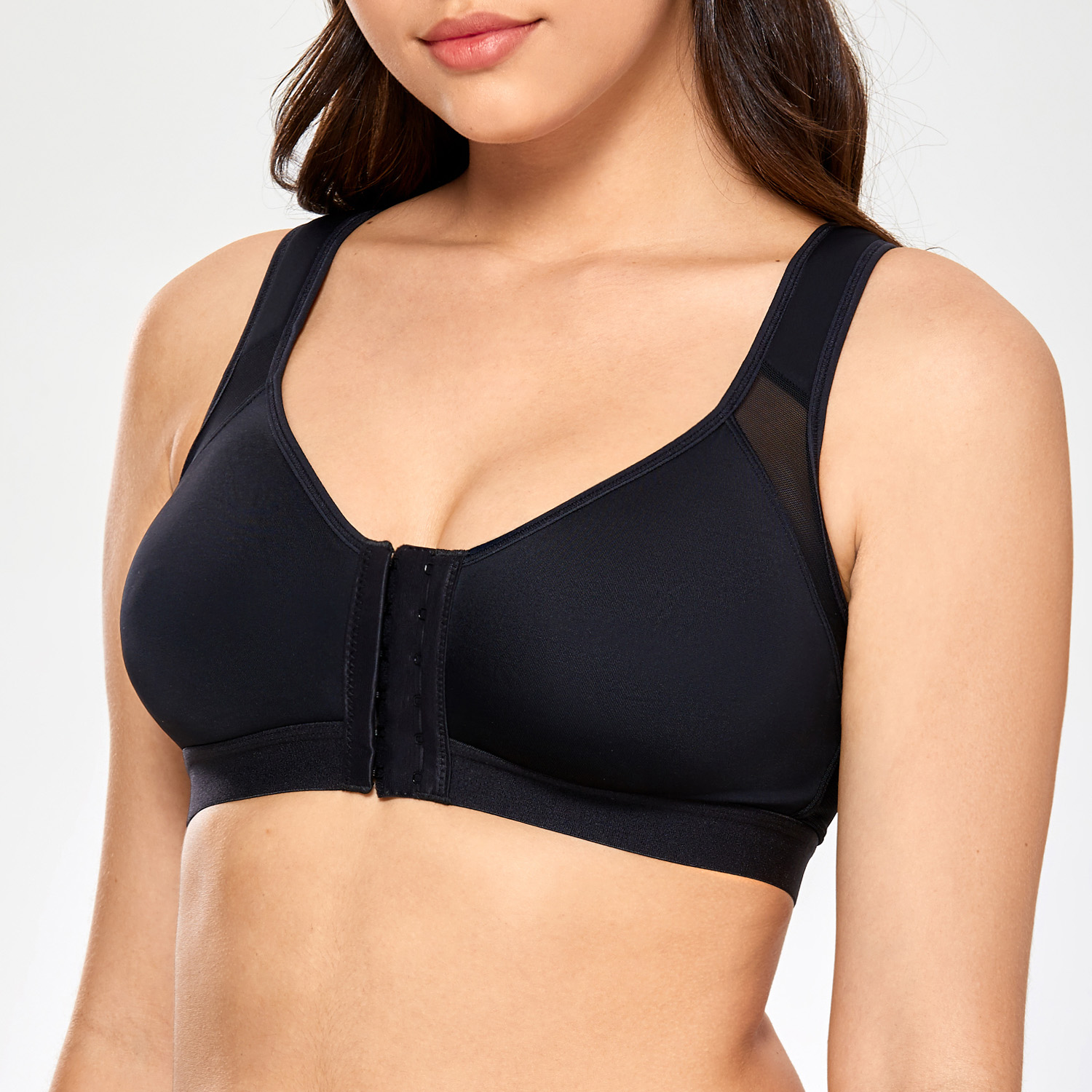 DELIMIRA Women's Front Closure Posture Wireless Back Support Full Coverage  Bra : : Clothing, Shoes & Accessories