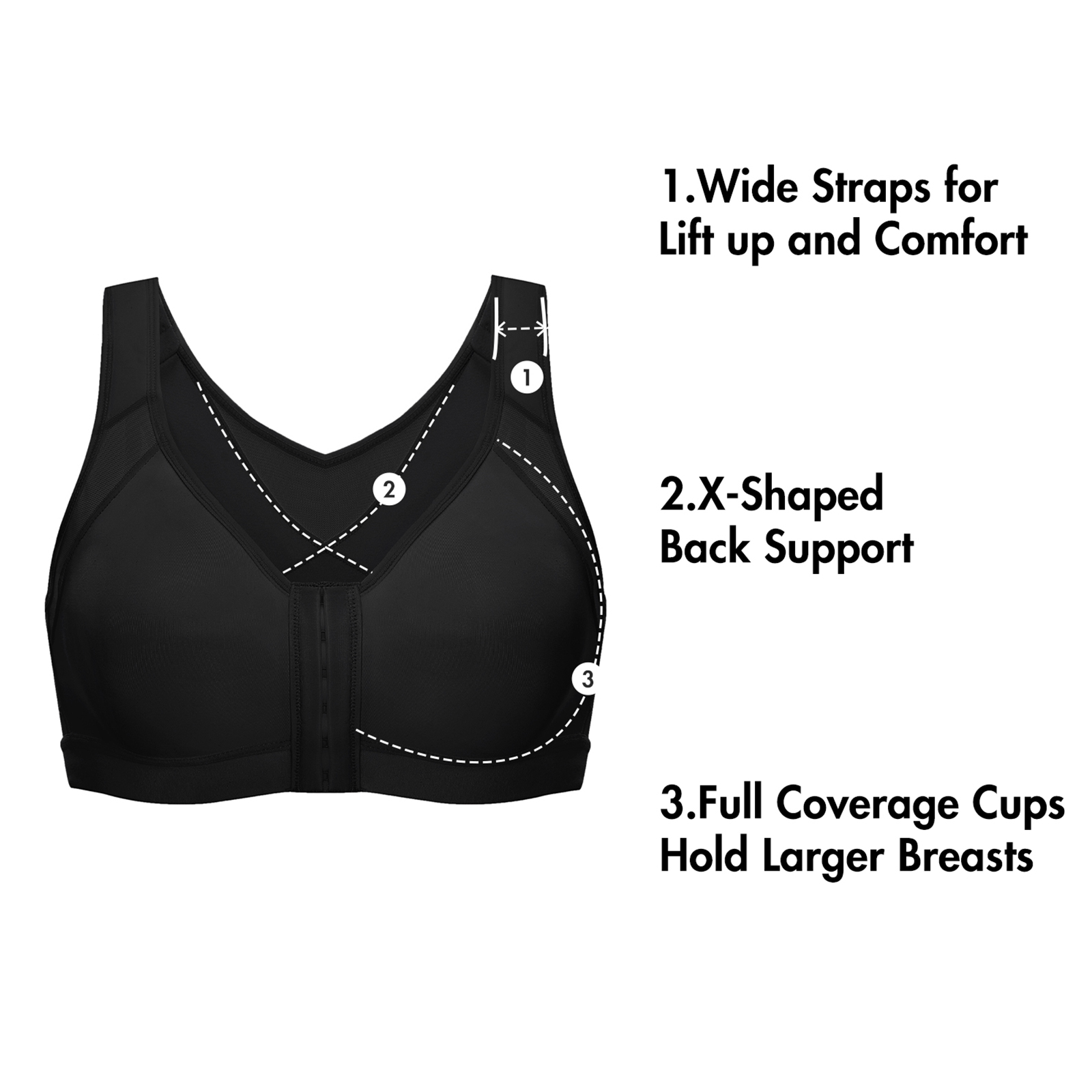 Women's Full Coverage Front Closure Bra Wire Free Back Support