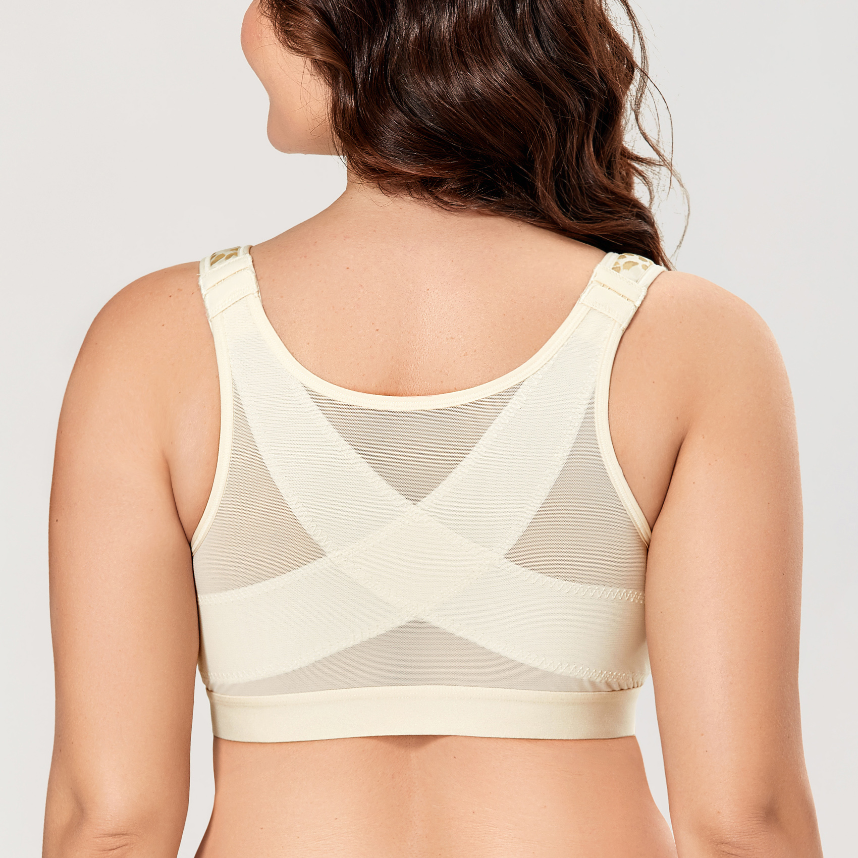 Delimira Womens Full Coverage Posture Bra Front Closure Wire Free Back Support Ebay 